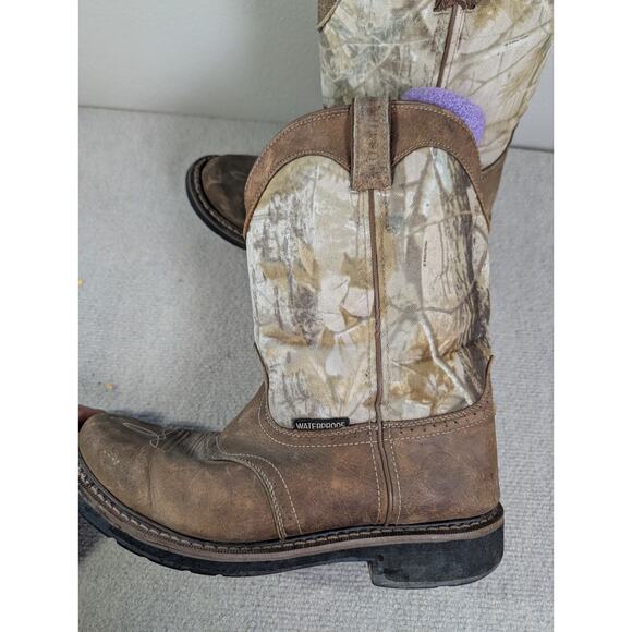 Justin Work Boots Men’s 11.5 EE Brown Leather Realtree Camo Waterproof WK4675 main image 7